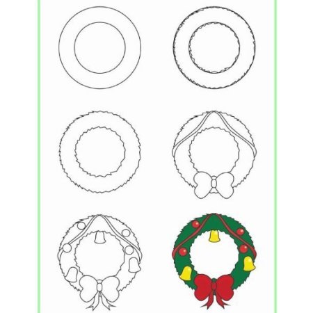 Новогодний венок рисунок пошагово