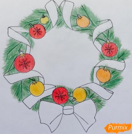 Рисование Рождественский венок