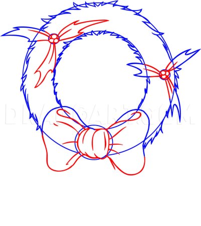 Новогодний венок нарисовать поэтапно