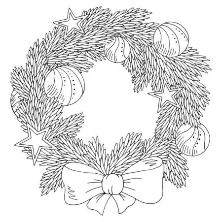 Новогодний венок раскраска