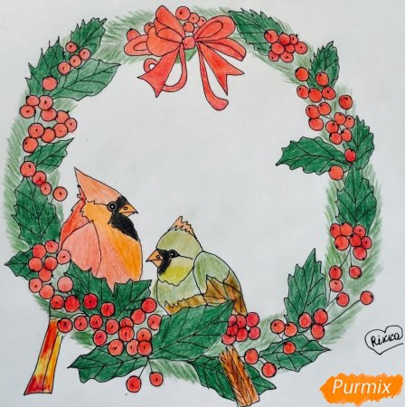 Раскраска новый год венок