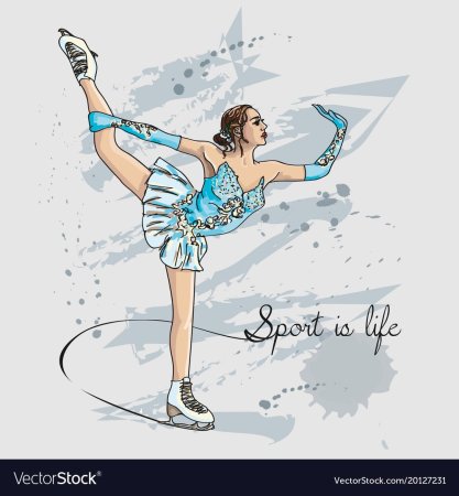 Фигуристка рисунок акварелью