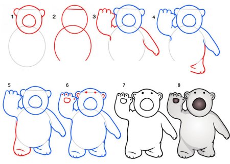 Поэтапное рисование медведя