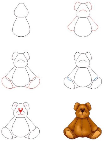 Поэтапное рисование игрушки