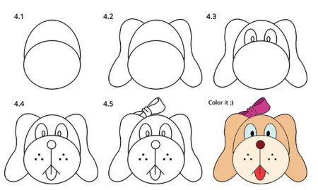 Поэтапное рисование щенка для детей
