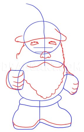 Поэтапное рисование гнома для детей