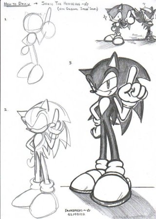 Поэтапное рисование Соника