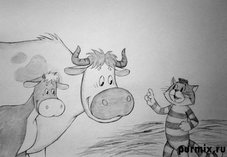 Простоквашино рисунок карандашом