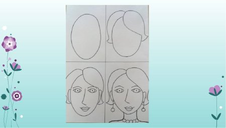 Этапы рисования портрета мамы для дошкольников