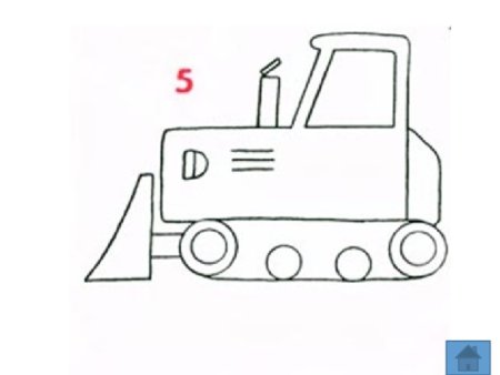 Синий трактор вид сбоку контур