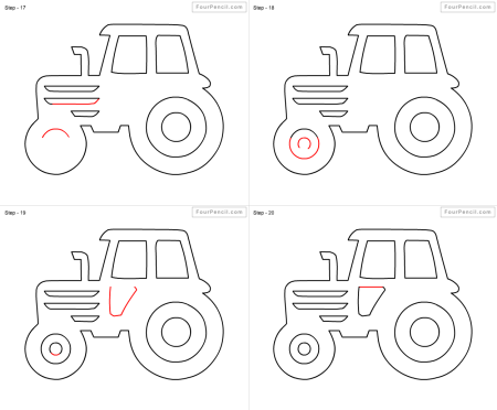 Схема рисования трактора