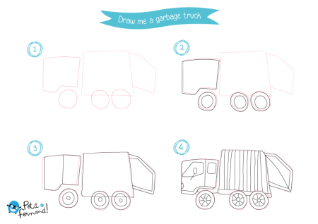 Как нарисовать мусоровоз для детей