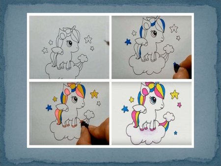 Поэтапный рисунок единорога