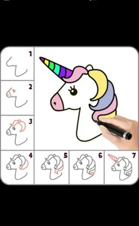 Как нарисовать голову единорога поэтапно