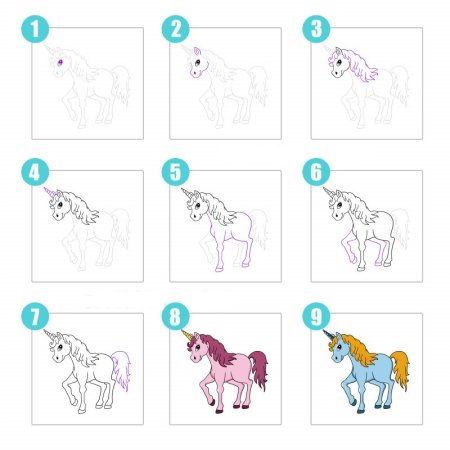 Поэтапное рисование единорога
