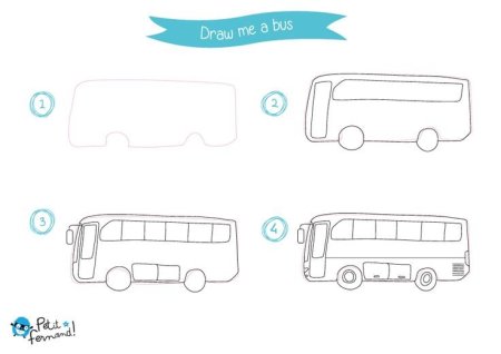 Рисование автобус украшенный флажками едет по улице