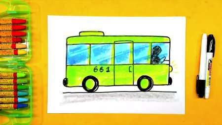 Поэтапное рисование для детей рисования автобуса