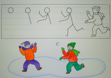 Поэтапное рисование хоккеиста