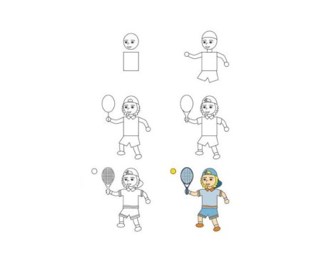 Лыжник поэтапное рисование