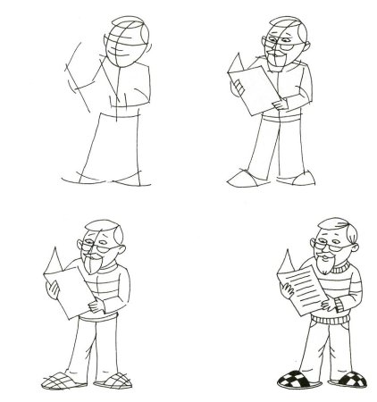 Как нарисовать дедушку поэтапно