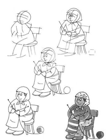 Бабушка рисунок карандашом