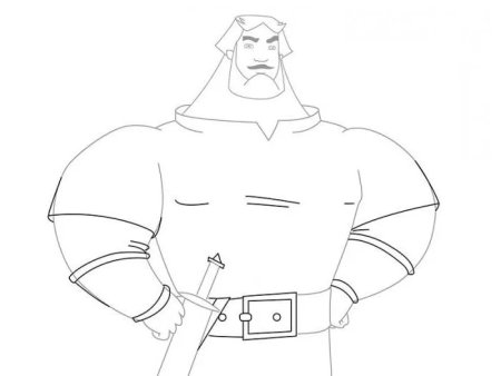 Разукрашка Илья Муромец богатырь