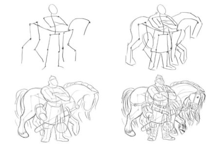 Схема рисования богатыря для дошкольников