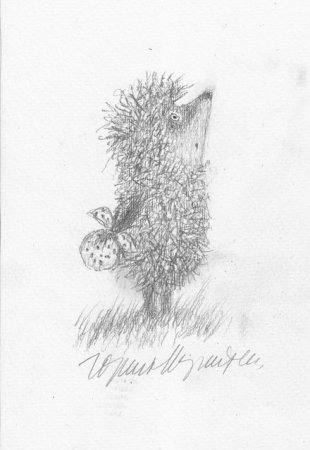 Ежик в тумане черно белый