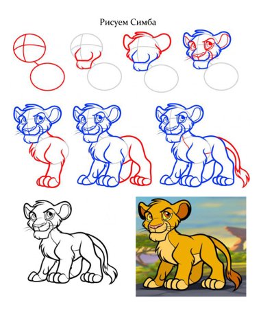 Лев рисование для детей