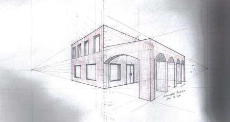 Перспектива с тремя точками схода архитектура