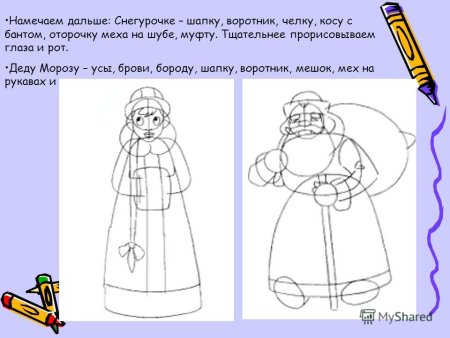 Пошаговое рисование Снегурочки