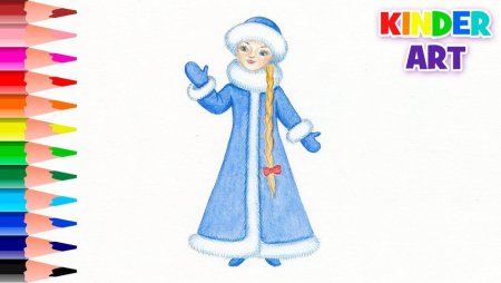 Снегурочка рисунок легкий и красивый