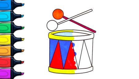 Барабан раскраска для малышей