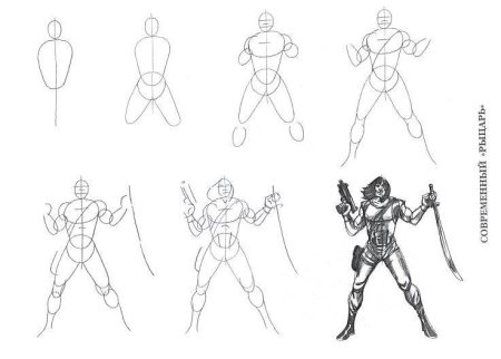 Поэтапное рисование воина