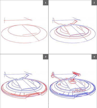 Поэтапное рисование космического корабля