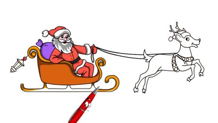 Трафарет новогодних саней