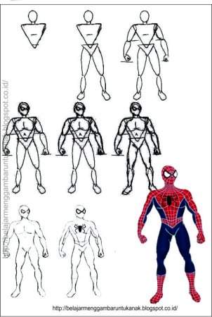 Поэтапное рисование человека паука