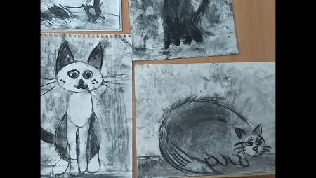 Рисование углем в детском саду