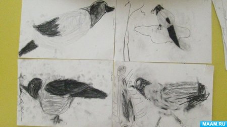 Рисование углем в старшей группе