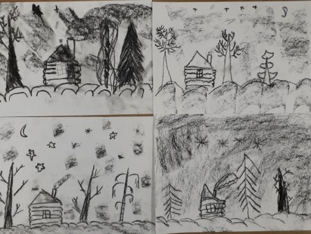 Рисование углем для детей