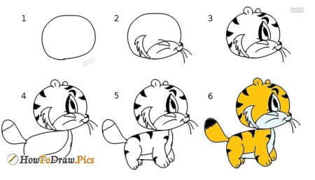 Пошаговое рисование тигра для детей