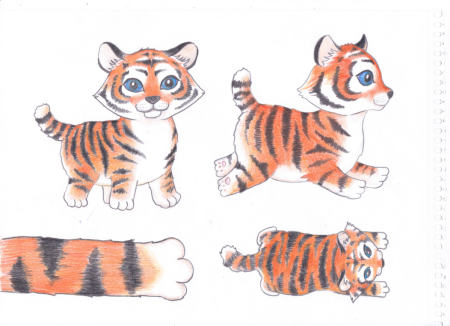Поэтапное рисование тигренка для детей