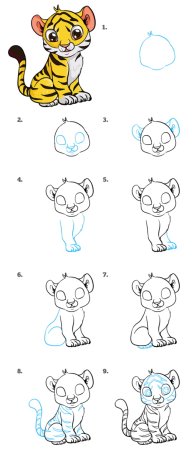 Легкие рисунки тигрят