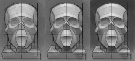 Обрубовка черепа Академический рисунок