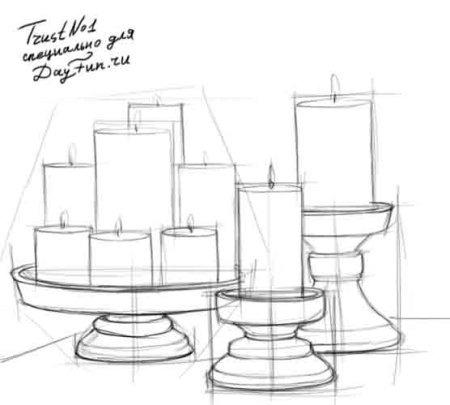 Рисование подсвечника поэтапно