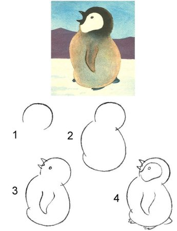 Поэтапное рисование пингвина