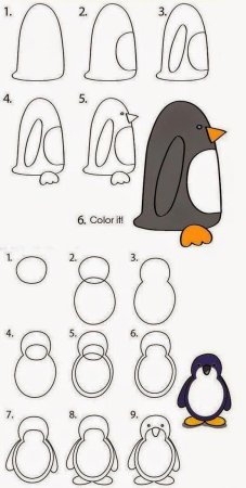 Пингвиненок рисунок для детей поэтапно (49 фото)