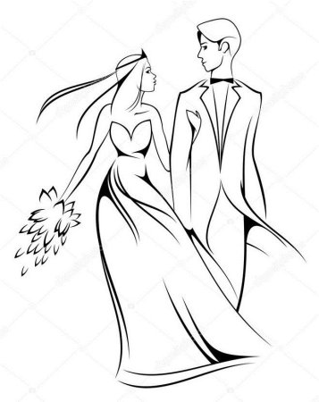 Жених и невеста картинки карандашом