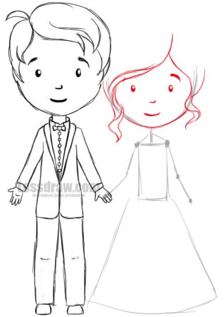 Рисунок жениха и невесты карандашом для начинающих детей-