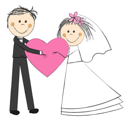 Жених и невеста мультяшные на белом фоне